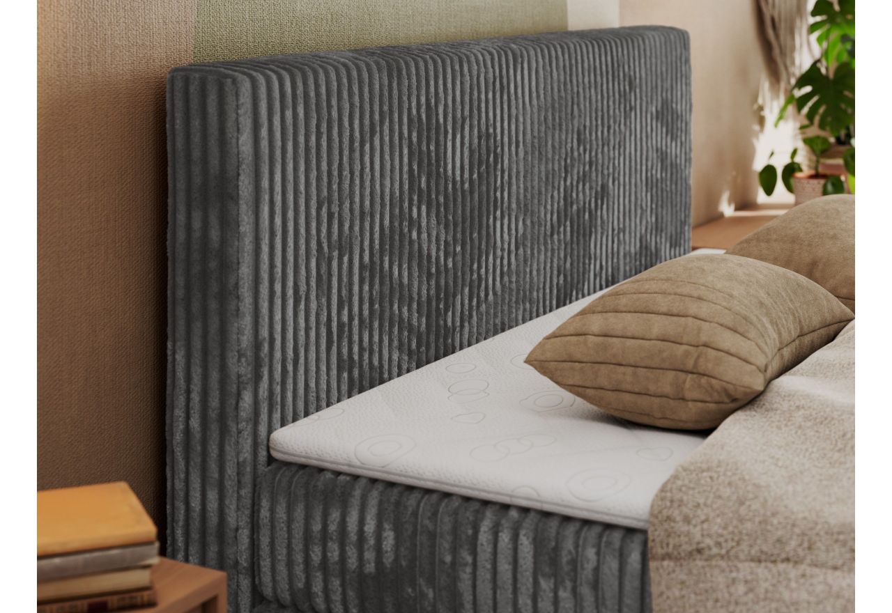 Łóżko kontynentalne TILIANO KING DUO 200x200 - H3 - szary, sztruks