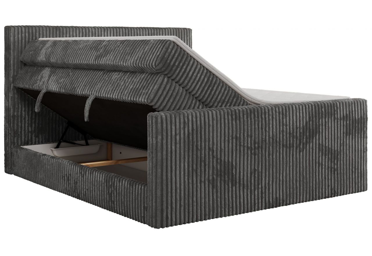 Łóżko kontynentalne TILIANO KING DUO 140x200 - H4 - szary, sztruks