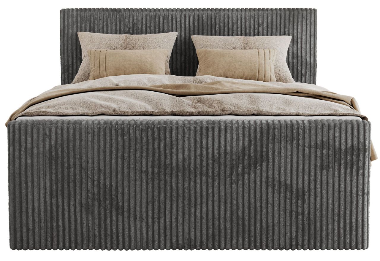 Łóżko kontynentalne TILIANO KING DUO 140x200 - H4 - szary, sztruks