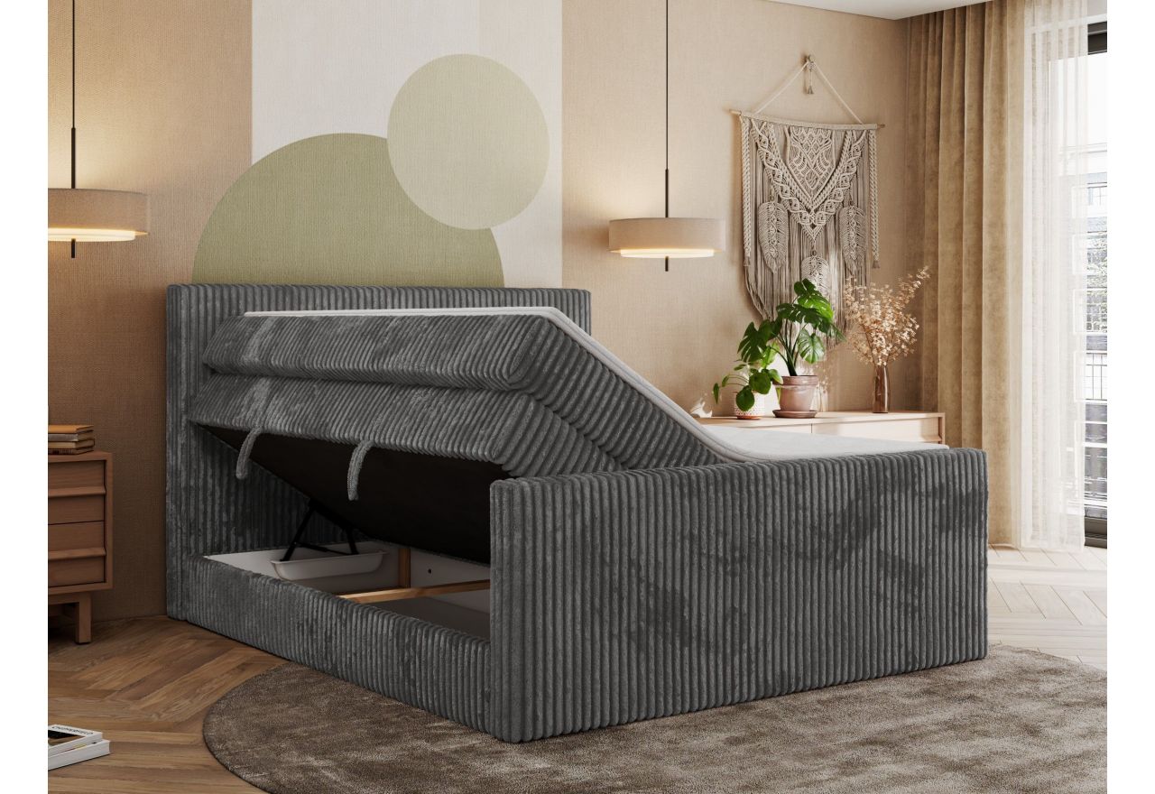 Łóżko kontynentalne TILIANO KING DUO 160x200 - H4 - szary, sztruks