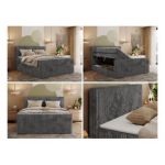 Łóżko kontynentalne TILIANO KING DUO 180x200 - H4 - szary, sztruks