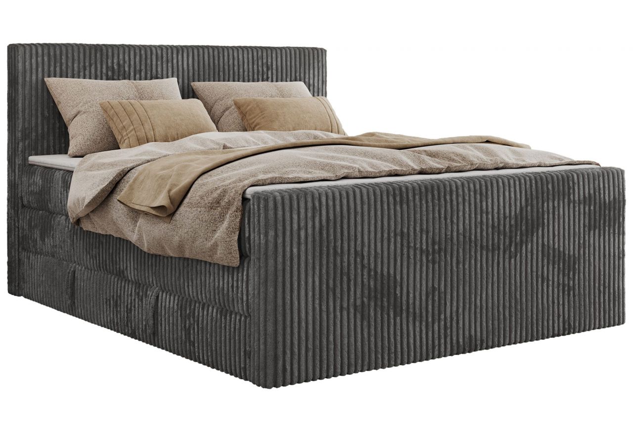 Łóżko kontynentalne TILIANO KING DUO 200x200 - H4 - szary, sztruks