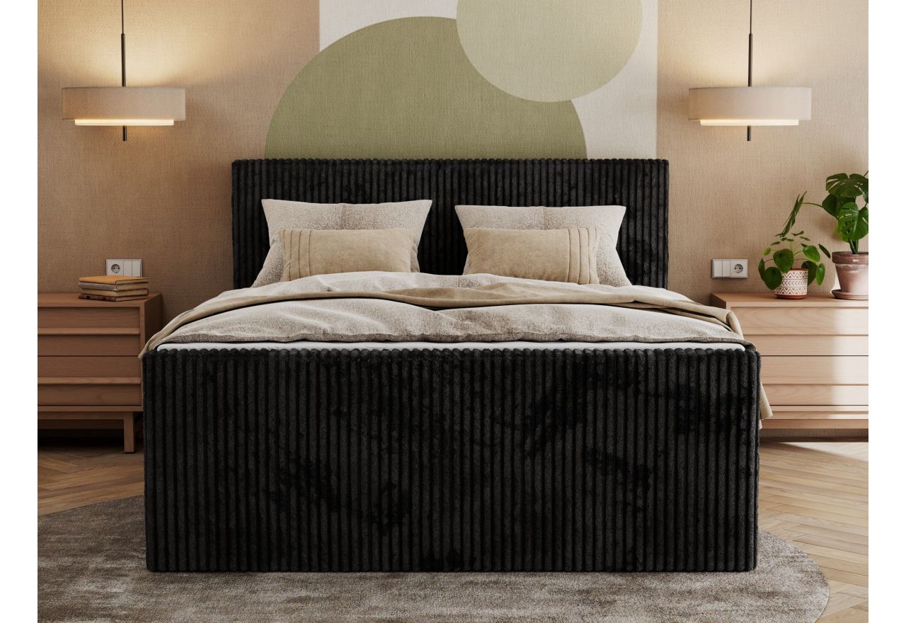 Łóżko kontynentalne TILIANO KING DUO 140x200 - H3 - czarny, sztruks