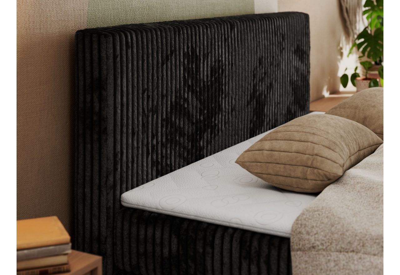 Łóżko kontynentalne TILIANO KING DUO 160x200 - H3 - czarny, sztruks