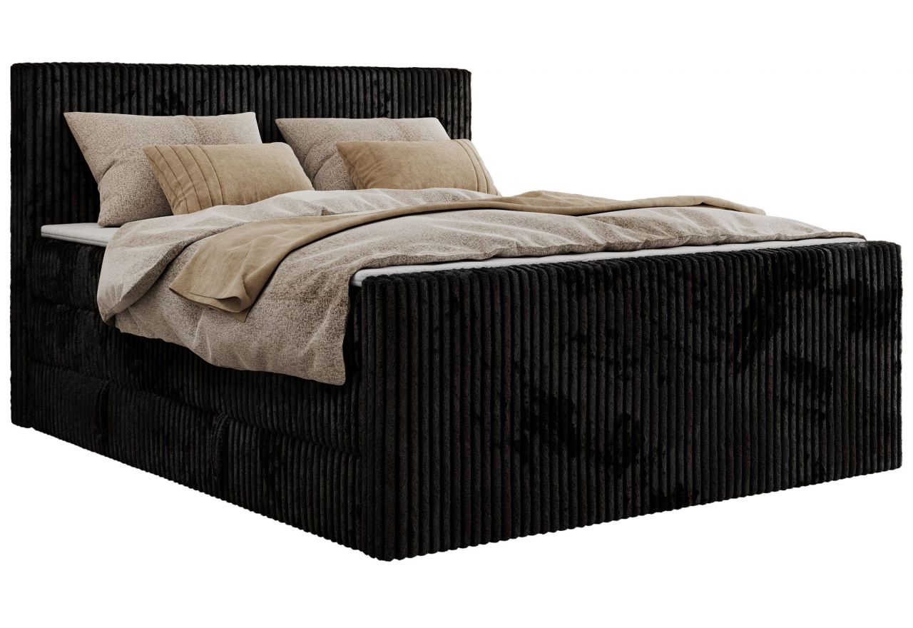 Łóżko kontynentalne TILIANO KING DUO 160x200 - H3 - czarny, sztruks