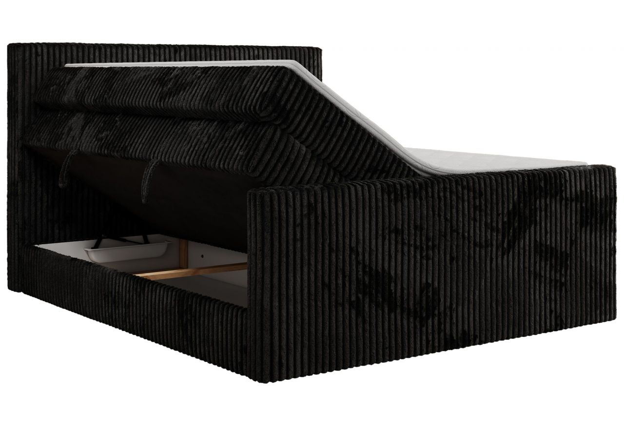 Łóżko kontynentalne TILIANO KING DUO 180x200 - H3 - czarny, sztruks