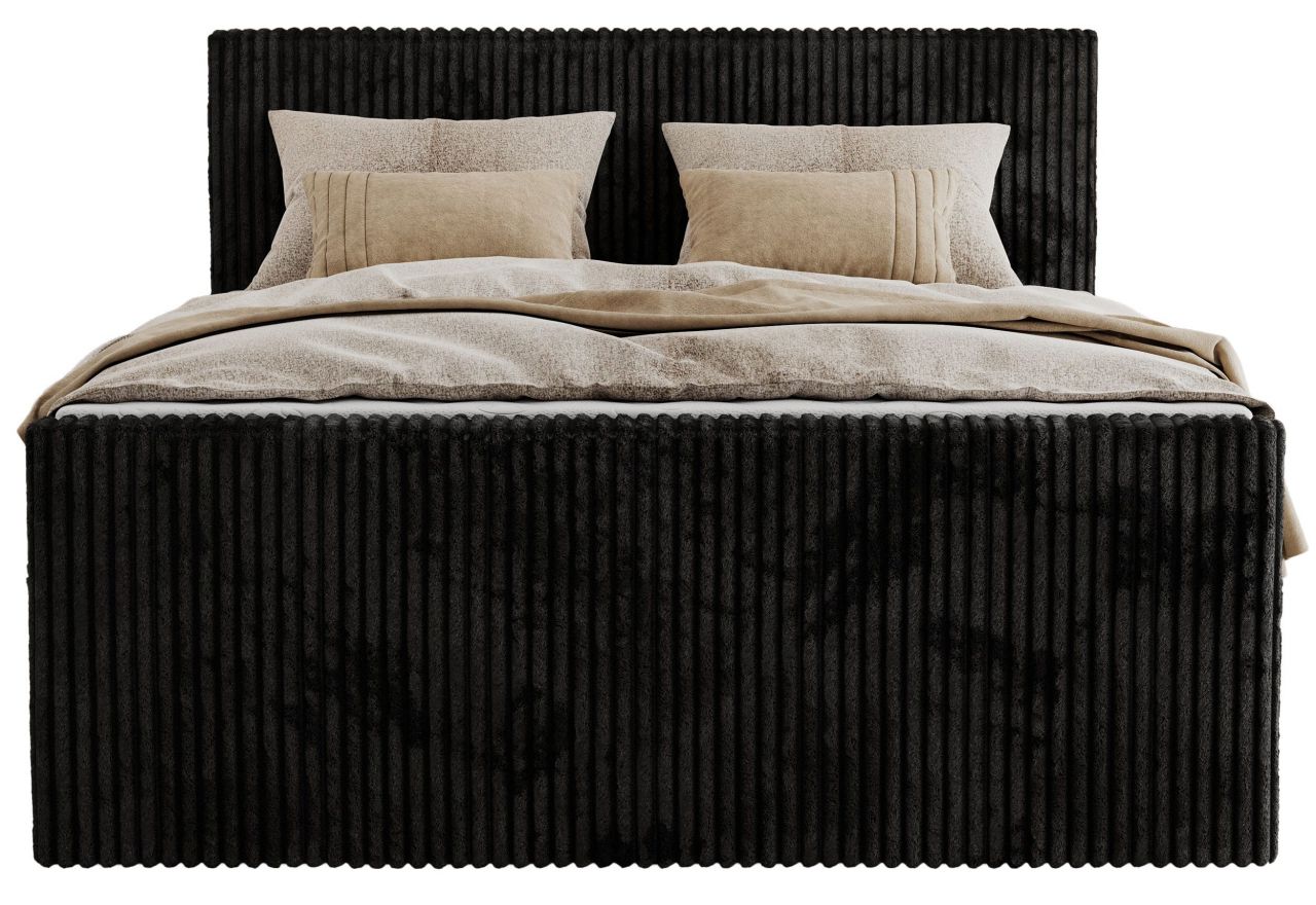 Łóżko kontynentalne TILIANO KING DUO 180x200 - H3 - czarny, sztruks