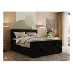 Łóżko kontynentalne TILIANO KING DUO 180x200 - H4 - czarny, sztruks