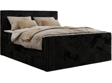Łóżko kontynentalne TILIANO KING DUO 200x200 - H4 - czarny, sztruks