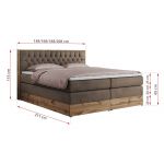 Łóżko kontynentalne AMORE KING 200x200 - Monolith 15 - brązowy - OUTLETU