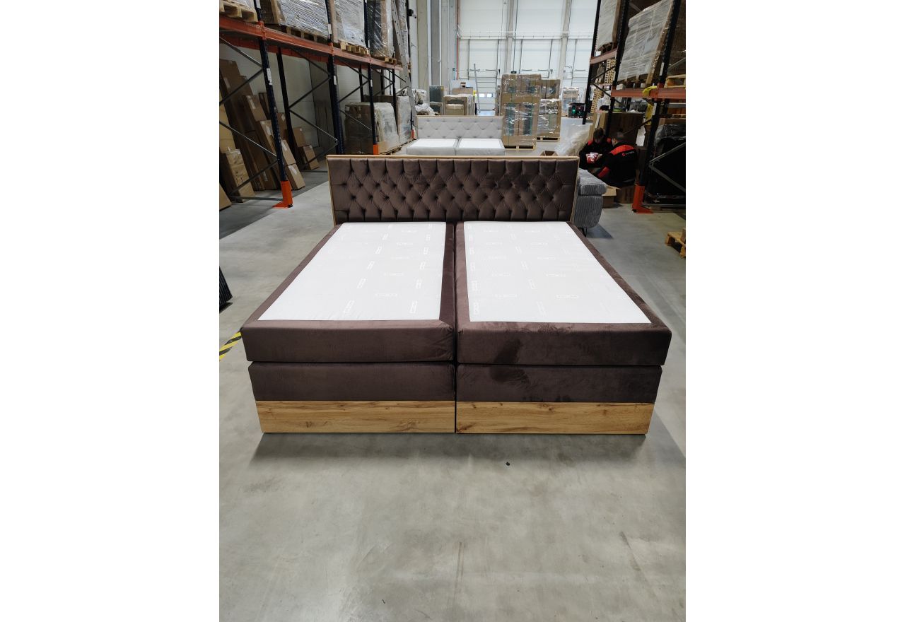 Łóżko kontynentalne AMORE KING 200x200 - Monolith 15 - brązowy - OUTLETU