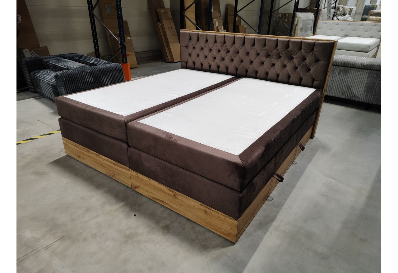 Łóżko kontynentalne AMORE KING 200x200 - Monolith 15 - brązowy - OUTLETU