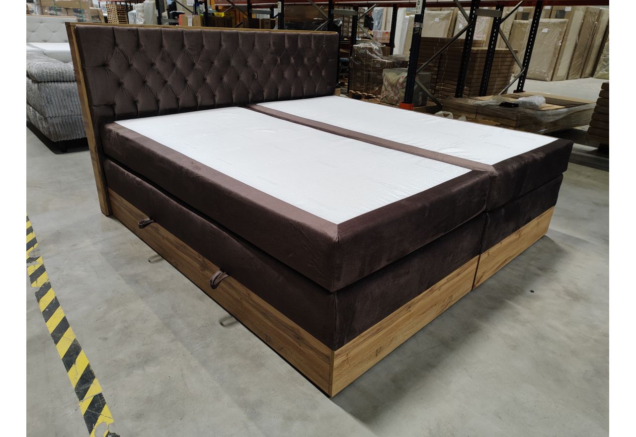 Łóżko kontynentalne AMORE KING 200x200 - Monolith 15 - brązowy - OUTLETU