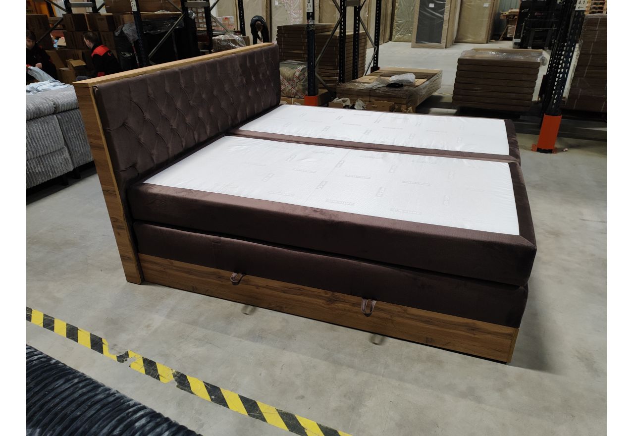 Łóżko kontynentalne AMORE KING 200x200 - Monolith 15 - brązowy - OUTLETU