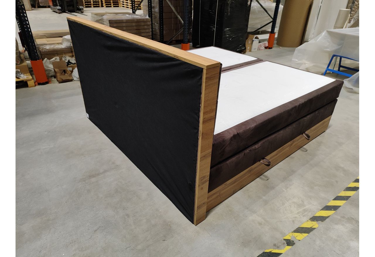 Łóżko kontynentalne AMORE KING 200x200 - Monolith 15 - brązowy - OUTLETU