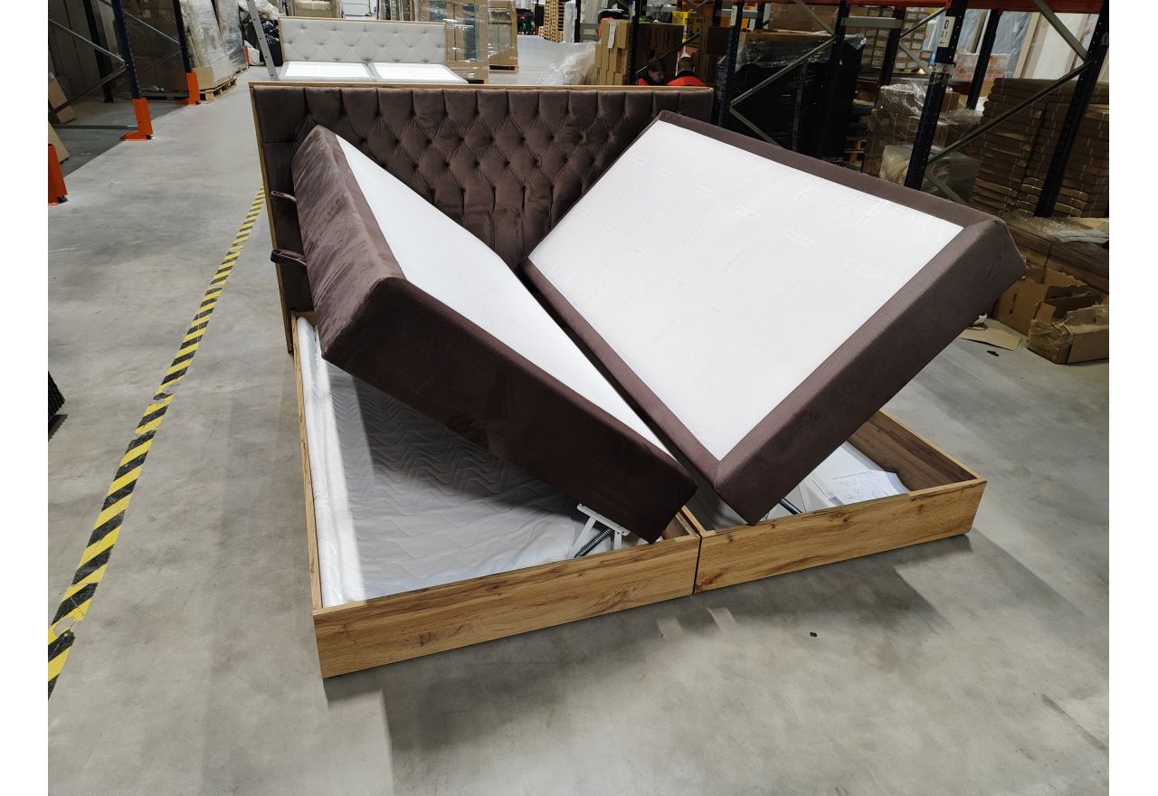 Łóżko kontynentalne AMORE KING 200x200 - Monolith 15 - brązowy - OUTLETU