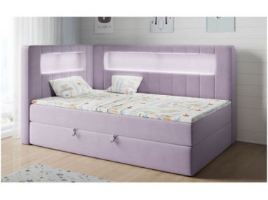 Łóżko młodzieżowe JUNIOR GOLD 3 90x200 - H3 - fioletowy, welwet - strona lewa