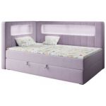 Łóżko młodzieżowe JUNIOR GOLD 3 90x200 - H3 - fioletowy, welwet - strona lewa