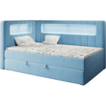 Łóżko młodzieżowe JUNIOR GOLD 3 90x200 - H3 - niebieski, welwet - strona lewa