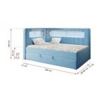 Łóżko młodzieżowe JUNIOR GOLD 3 90x200 - H3 - niebieski, welwet - strona lewa