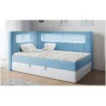 Łóżko młodzieżowe JUNIOR GOLD 3 90x200 - H3 - niebieski, biały, welwet, ekoskóra - strona lewa