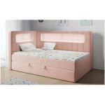 Łóżko młodzieżowe JUNIOR GOLD 3 90x200 - H3 - różowy, welwet - strona lewa