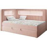 Łóżko młodzieżowe JUNIOR GOLD 3 90x200 - H3 - różowy, welwet - strona lewa