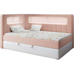 Łóżko młodzieżowe JUNIOR GOLD 3 90x200 - H3 - różowy, biały, welwet, ekoskóra - strona lewa