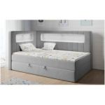 Łóżko młodzieżowe JUNIOR GOLD 3 90x200 - H3 - szary, welwet - strona lewa