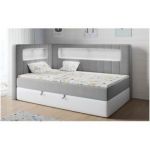 Łóżko młodzieżowe JUNIOR GOLD 3 90x200 - H3 - szary, biały, welwet, ekoskóra - strona lewa