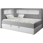 Łóżko młodzieżowe JUNIOR GOLD 3 90x200 - H3 - szary, biały, welwet, ekoskóra - strona lewa