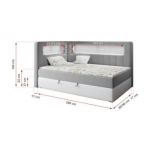 Łóżko młodzieżowe JUNIOR GOLD 3 90x200 - H3 - szary, biały, welwet, ekoskóra - strona lewa