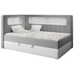 Łóżko młodzieżowe JUNIOR GOLD 3 90x200 - H3 - szary, biały, welwet, ekoskóra - strona lewa