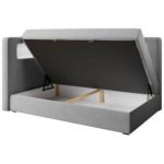 Łóżko młodzieżowe JUNIOR GOLD 3 90x200 - H3 - szary, biały, welwet, ekoskóra - strona lewa