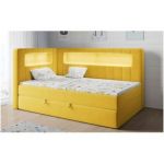 Łóżko młodzieżowe JUNIOR GOLD 3 90x200 - H3 - żółty, welwet - strona lewa