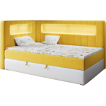 Łóżko młodzieżowe JUNIOR GOLD 3 90x200 - H3 - żółty, biały, welwet, ekoskóra - strona lewa