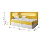 Łóżko młodzieżowe JUNIOR GOLD 3 90x200 - H3 - żółty, biały, welwet, ekoskóra - strona lewa