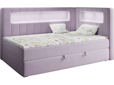 Łóżko młodzieżowe JUNIOR GOLD 3 90x200 - H3 - fioletowy, welwet - strona prawa