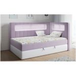 Łóżko młodzieżowe JUNIOR GOLD 3 90x200 - H3 - fioletowy, biały, welwet, ekoskóra - strona prawa