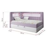 Łóżko młodzieżowe JUNIOR GOLD 3 90x200 - H3 - fioletowy, biały, welwet, ekoskóra - strona prawa