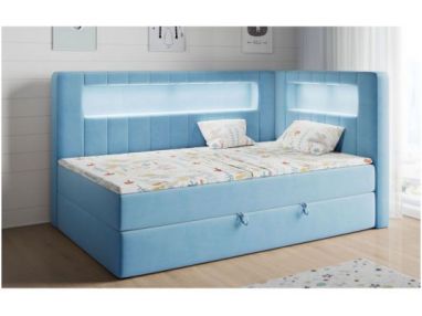 Łóżko młodzieżowe JUNIOR GOLD 3 90x200 - H3 - niebieski, welwet - strona prawa