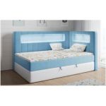 Łóżko młodzieżowe JUNIOR GOLD 3 90x200 - H3 - niebieski, biały, welwet, ekoskóra - strona prawa