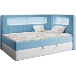 Łóżko młodzieżowe JUNIOR GOLD 3 90x200 - H3 - niebieski, biały, welwet, ekoskóra - strona prawa