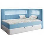 Łóżko młodzieżowe JUNIOR GOLD 3 90x200 - H3 - niebieski, biały, welwet, ekoskóra - strona prawa