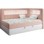Łóżko młodzieżowe JUNIOR GOLD 3 90x200 - H3 - różowy, biały, welwet, ekoskóra - strona prawa
