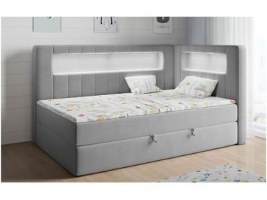 Łóżko młodzieżowe JUNIOR GOLD 3 90x200 - H3 - szary, welwet - strona prawa