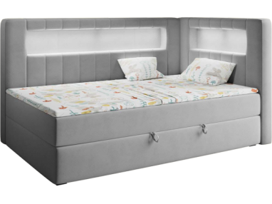 Łóżko młodzieżowe JUNIOR GOLD 3 90x200 - H3 - szary, welwet - strona prawa