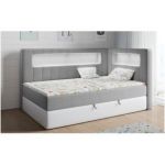 Łóżko młodzieżowe JUNIOR GOLD 3 90x200 - H3 - szary, biały, welwet, ekoskóra - strona prawa