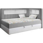 Łóżko młodzieżowe JUNIOR GOLD 3 90x200 - H3 - szary, biały, welwet, ekoskóra - strona prawa