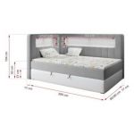 Łóżko młodzieżowe JUNIOR GOLD 3 90x200 - H3 - szary, biały, welwet, ekoskóra - strona prawa